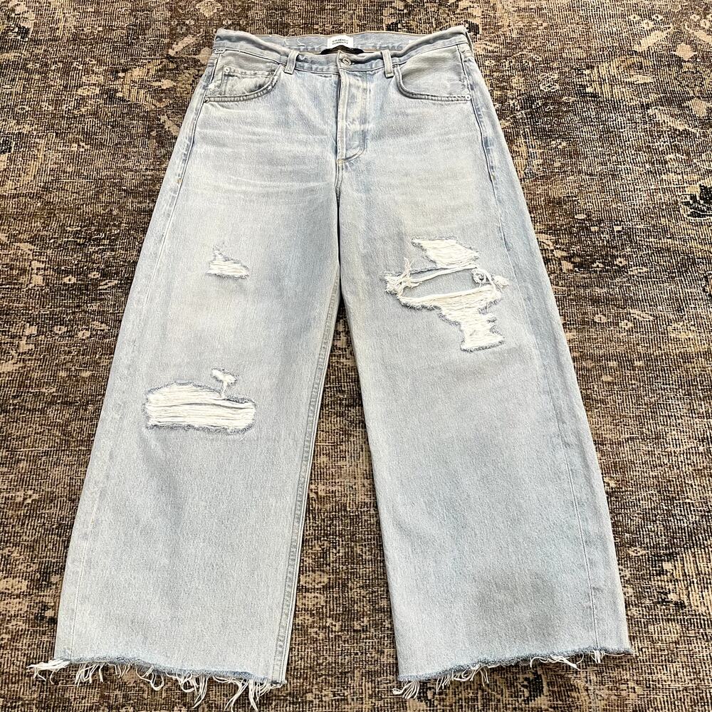 Citizens of Humanity Ayla Raw Hem Crop Jeans Distressed Women's Size 28